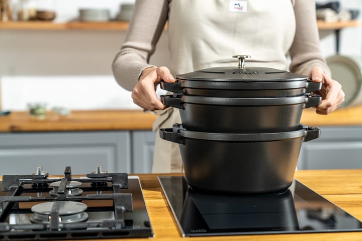 Staub Pot & saucepan set stackable 5 pieces, Black STAUB