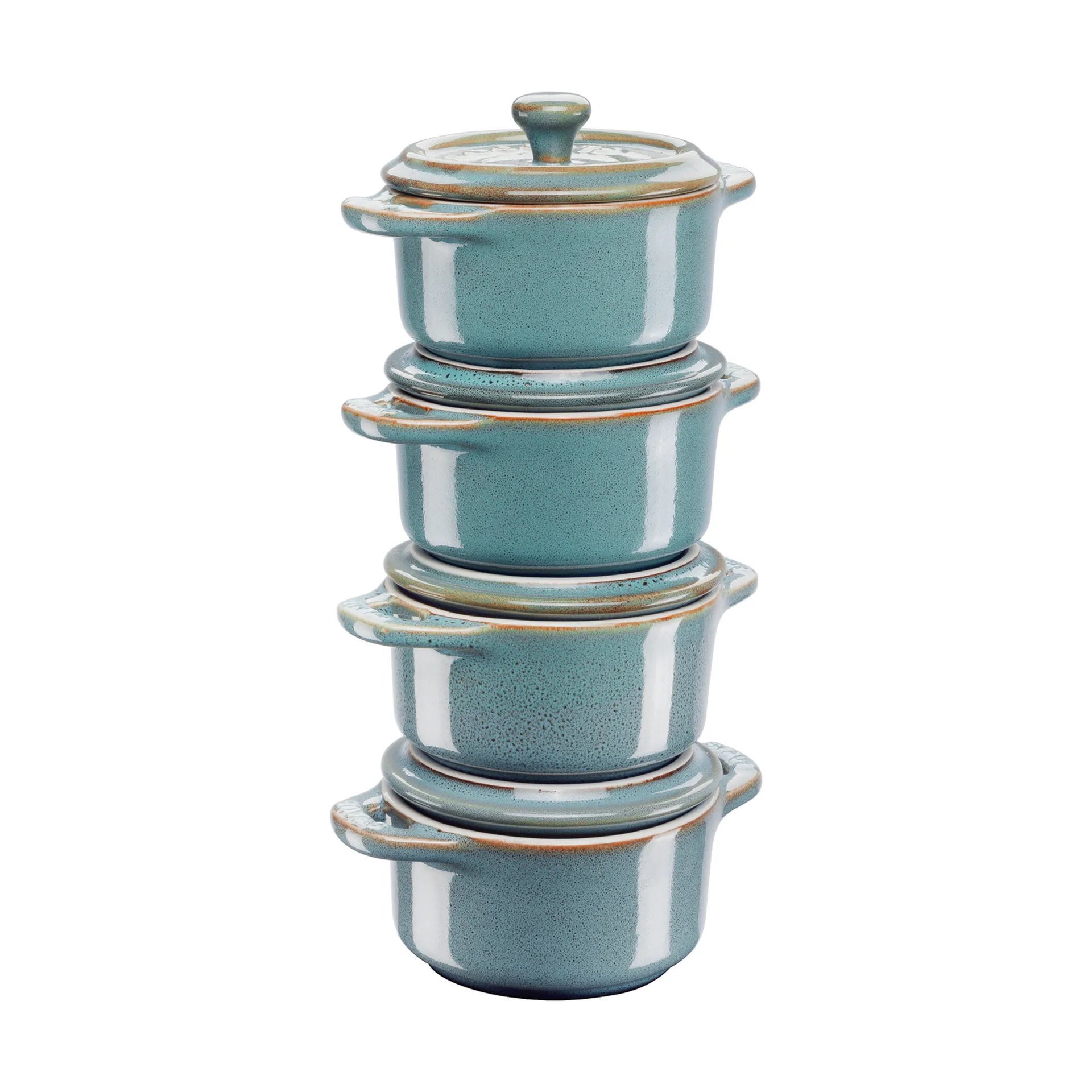 Staub pot set mini Ø10 cm 4-pack, Antique turquoise STAUB