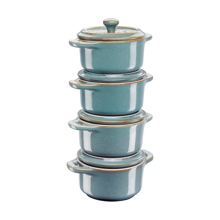 Staub pot set mini Ø10 cm 4-pack - Antique turquoise - STAUB