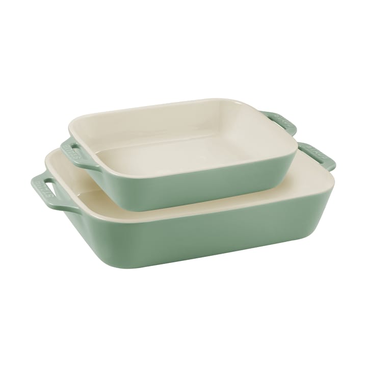 Staub rectangular cast iron baking dish set 2 pieces - Eucalyptus wood - STAUB