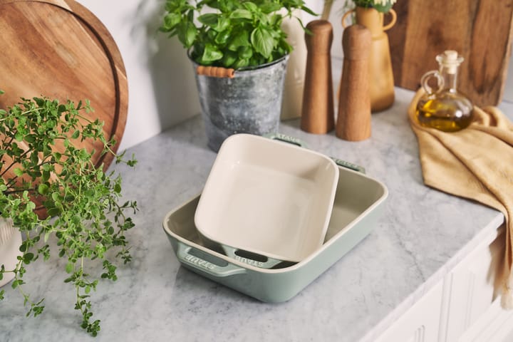 Staub rectangular cast iron baking dish set 2 pieces, Eucalyptus wood STAUB