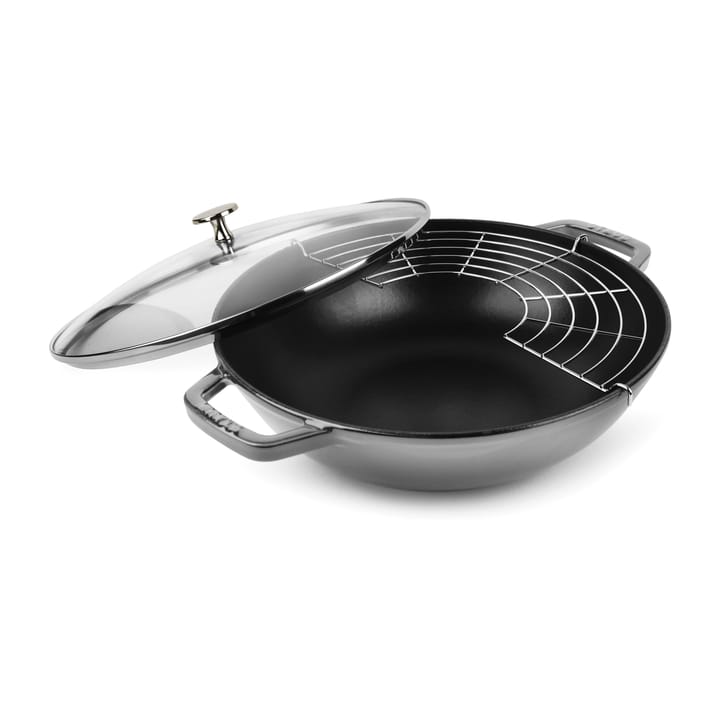 Wok with glass lid Ø30 cm 4.4 L - grey - STAUB