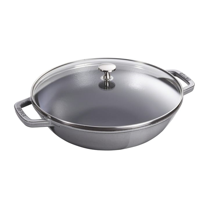 Wok with glass lid Ø37 cm 5.7 L - grey - STAUB