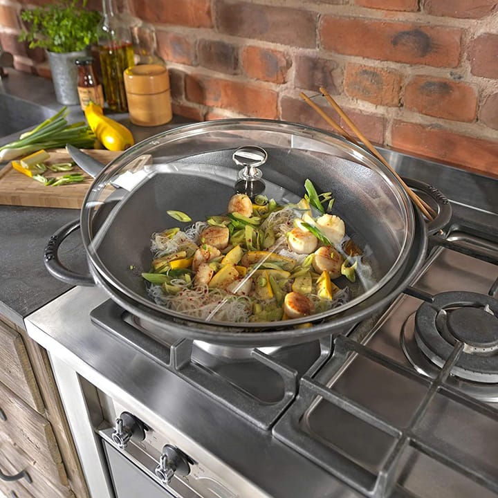 Wok with glass lid Ø37 cm 5.7 L - grey - STAUB