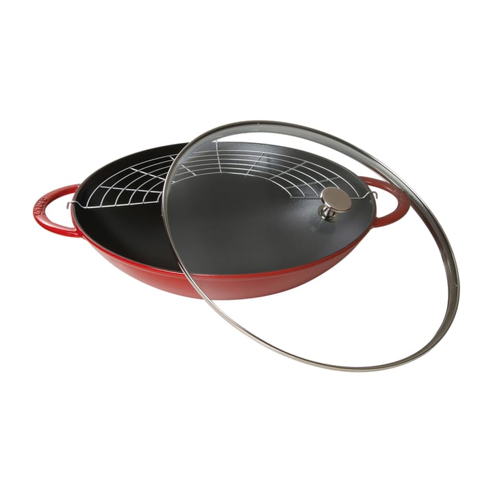 Wok with glass lid Ø37 cm 5.7 L - Red - STAUB