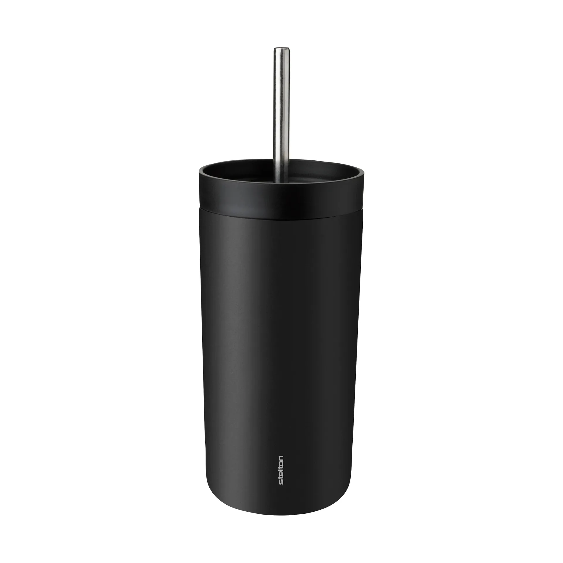 To Go Sip thermos mug with straw 0.4 L, Soft black Stelton
