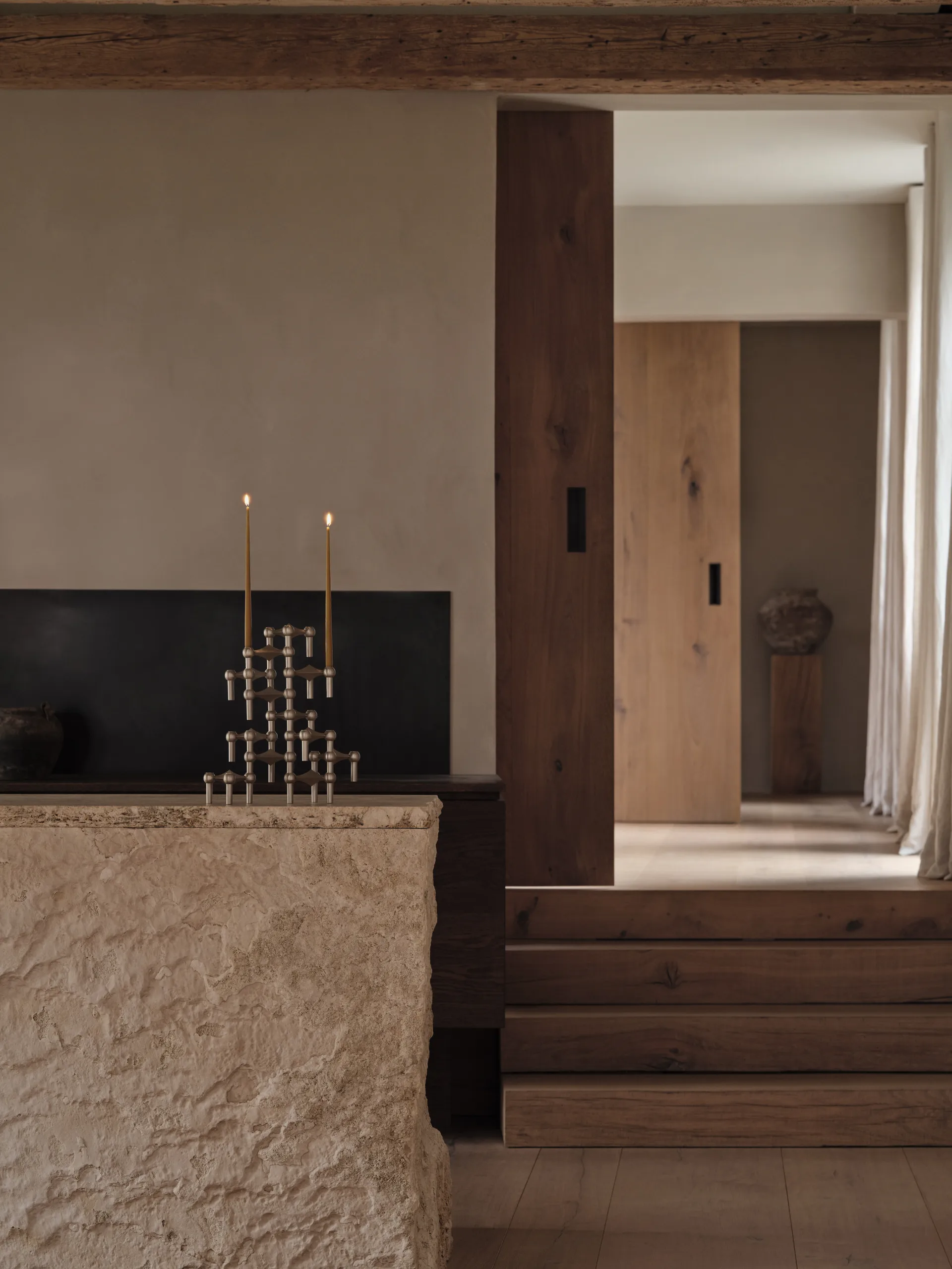 Nagel candle holder, Brushed chrome STOFF