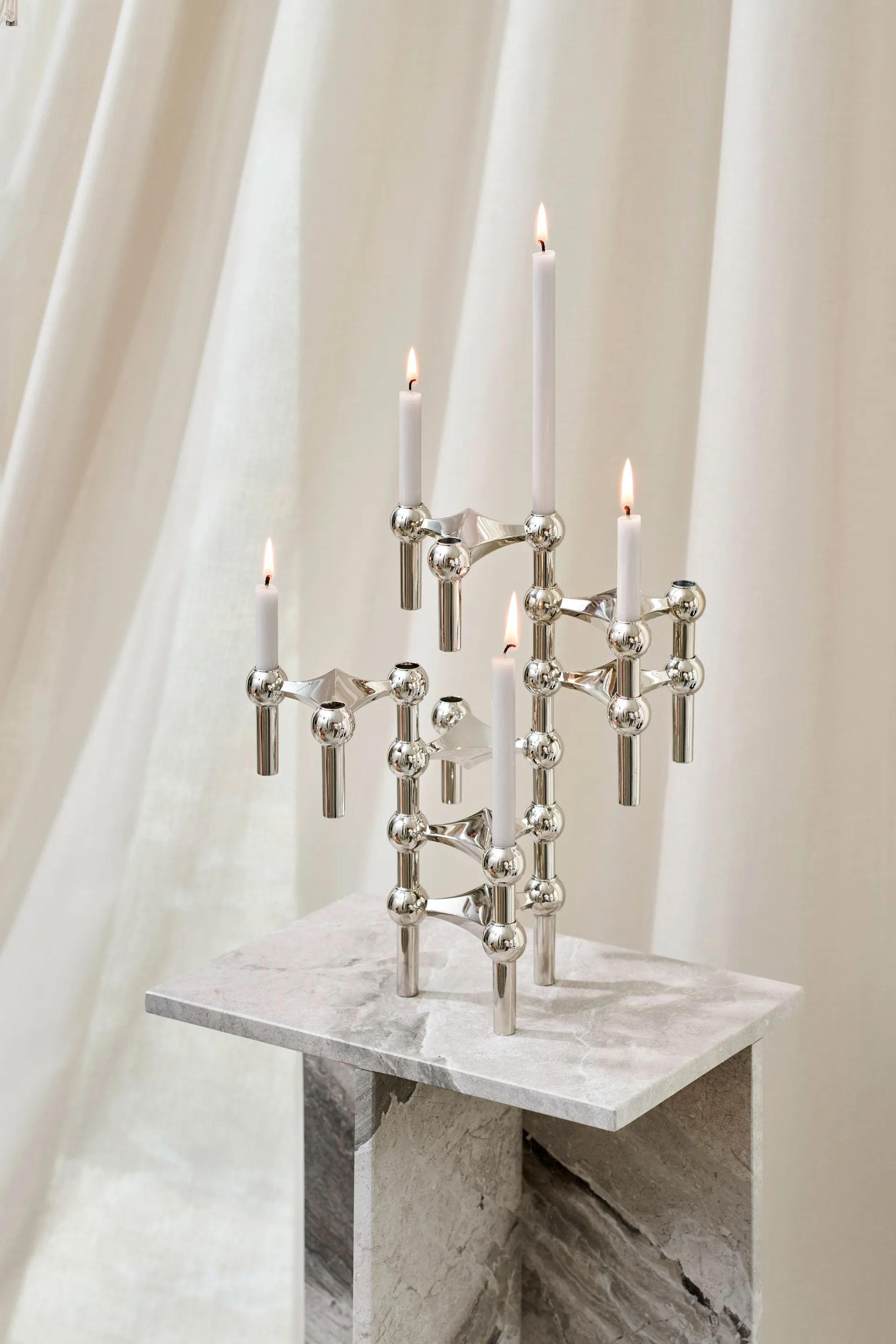 Nagel candles 12-pack, Linen grey STOFF