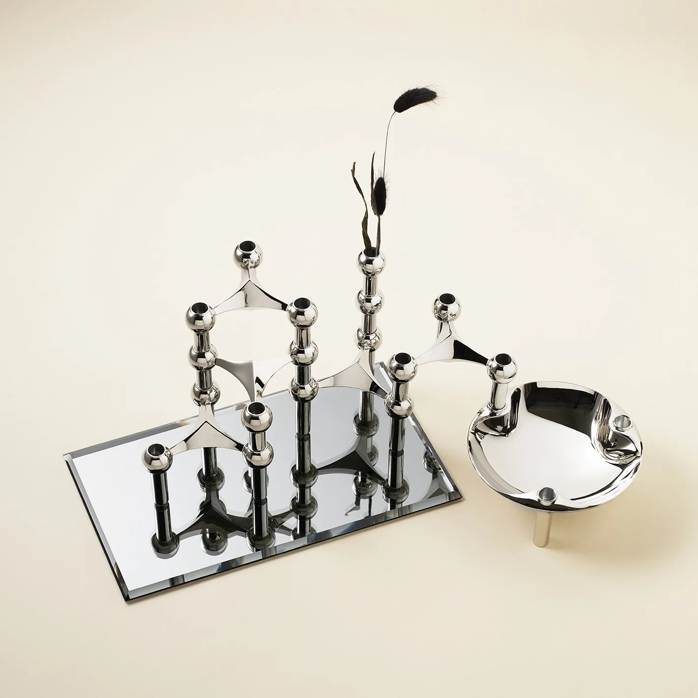 Nagel glass base rectangular, smoked black STOFF