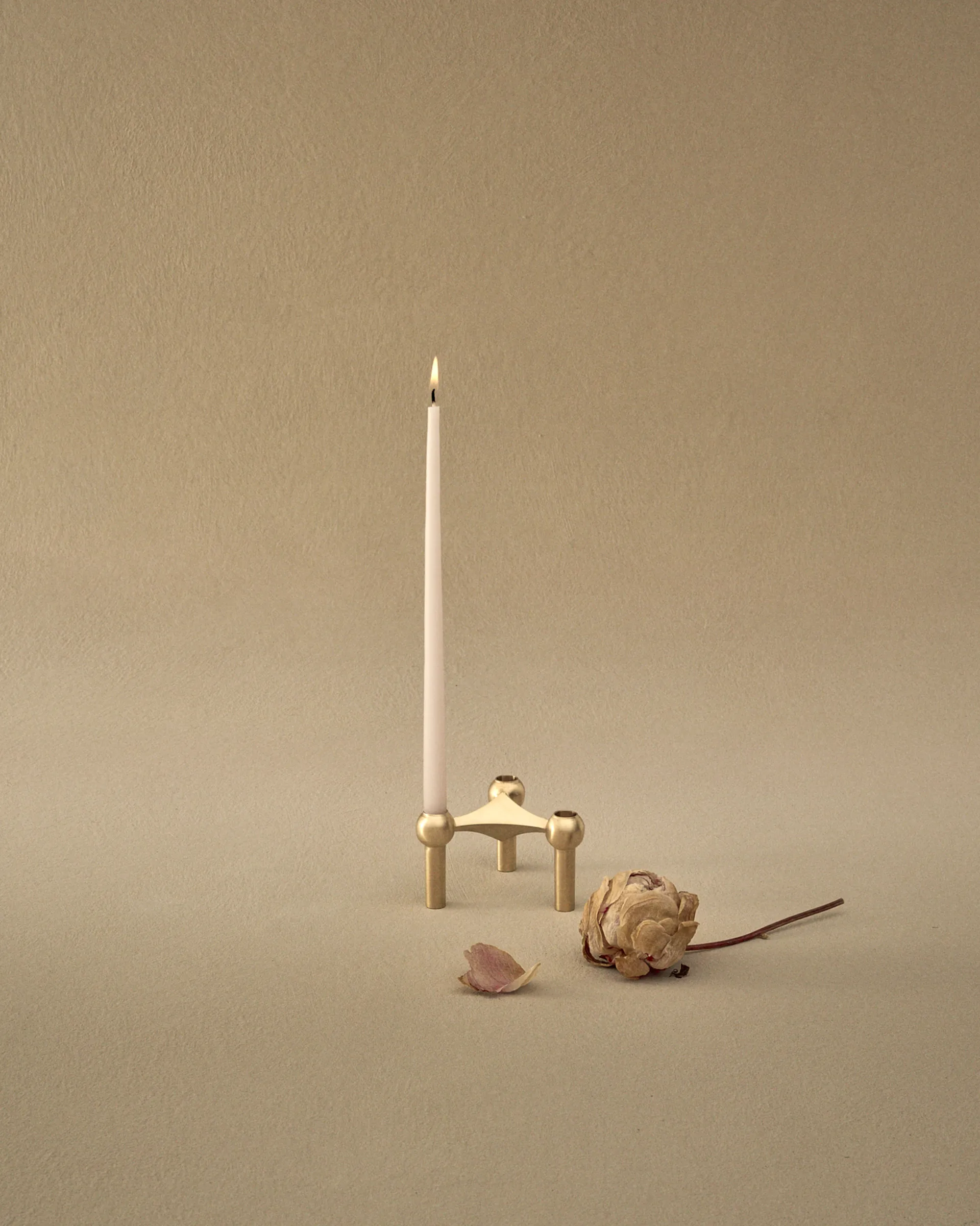 Nagel candle holder, Brushed brass STOFF Nagel