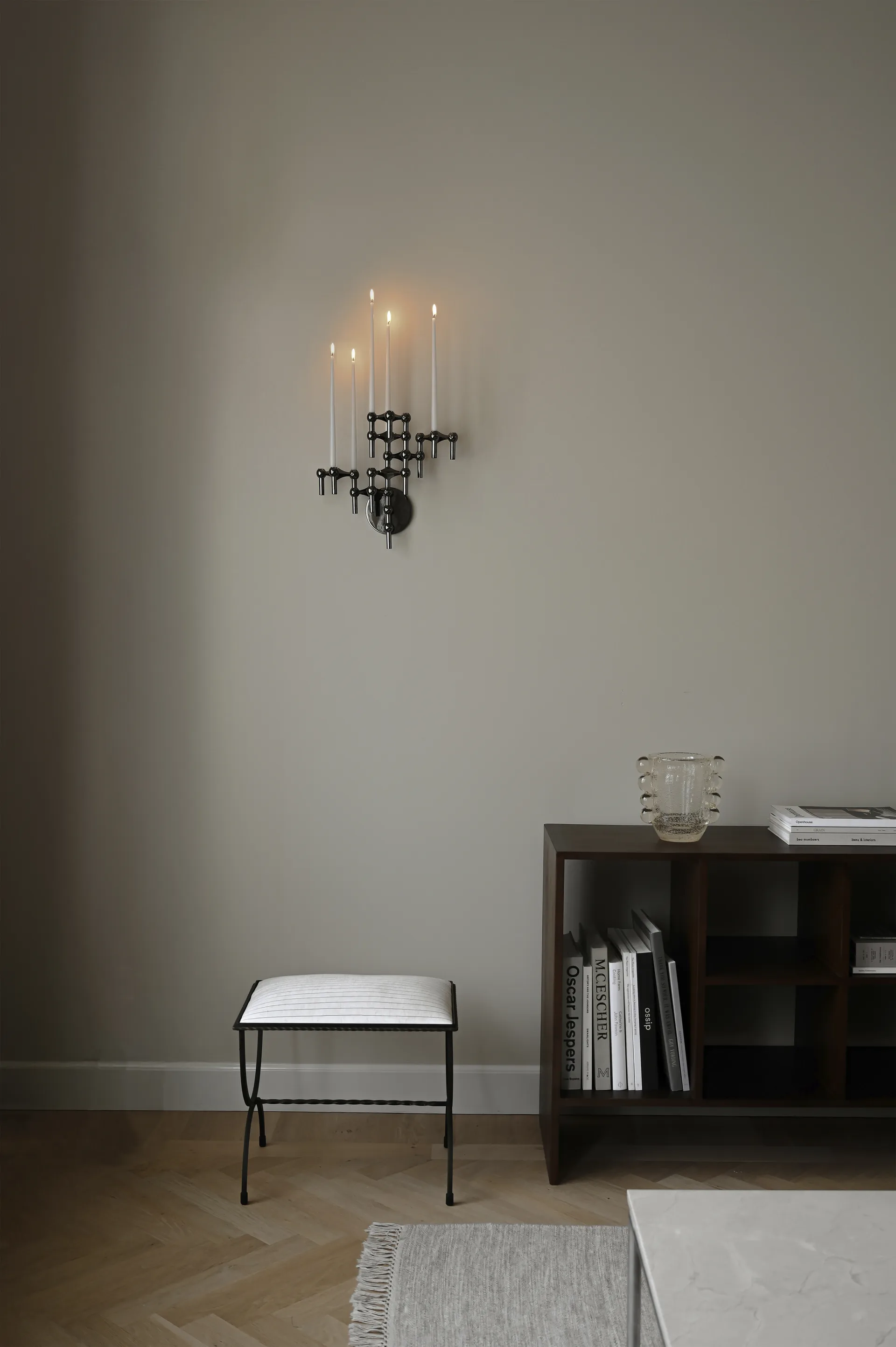 STOFF Nagel candle holder wall-mounted, Black chrome STOFF Nagel