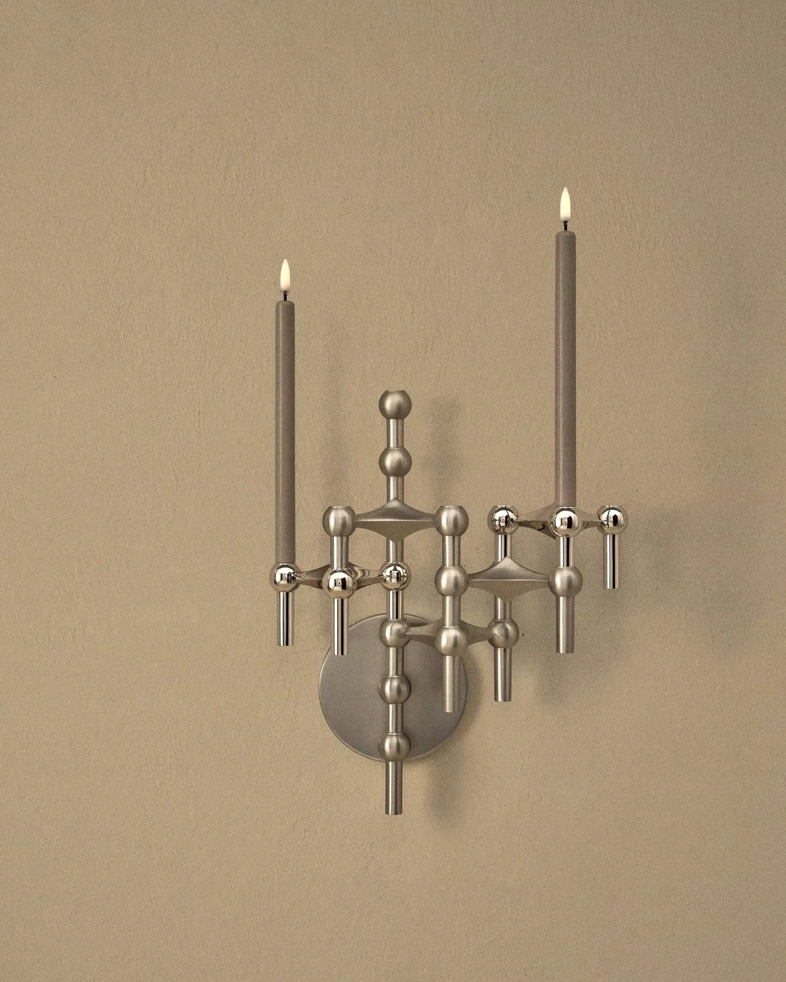 STOFF Nagel candle holder wall-mounted, Brushed chrome STOFF Nagel