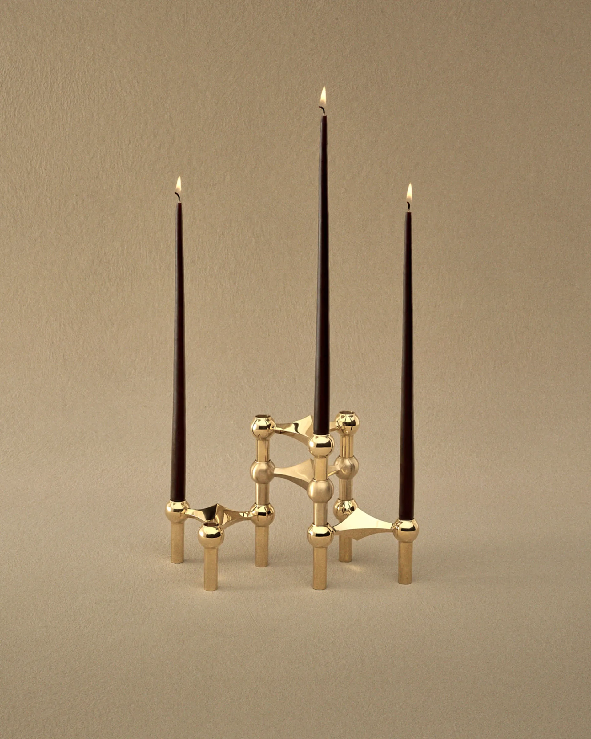 STOFF Nagel candle sticks 3-pack, brass STOFF Nagel