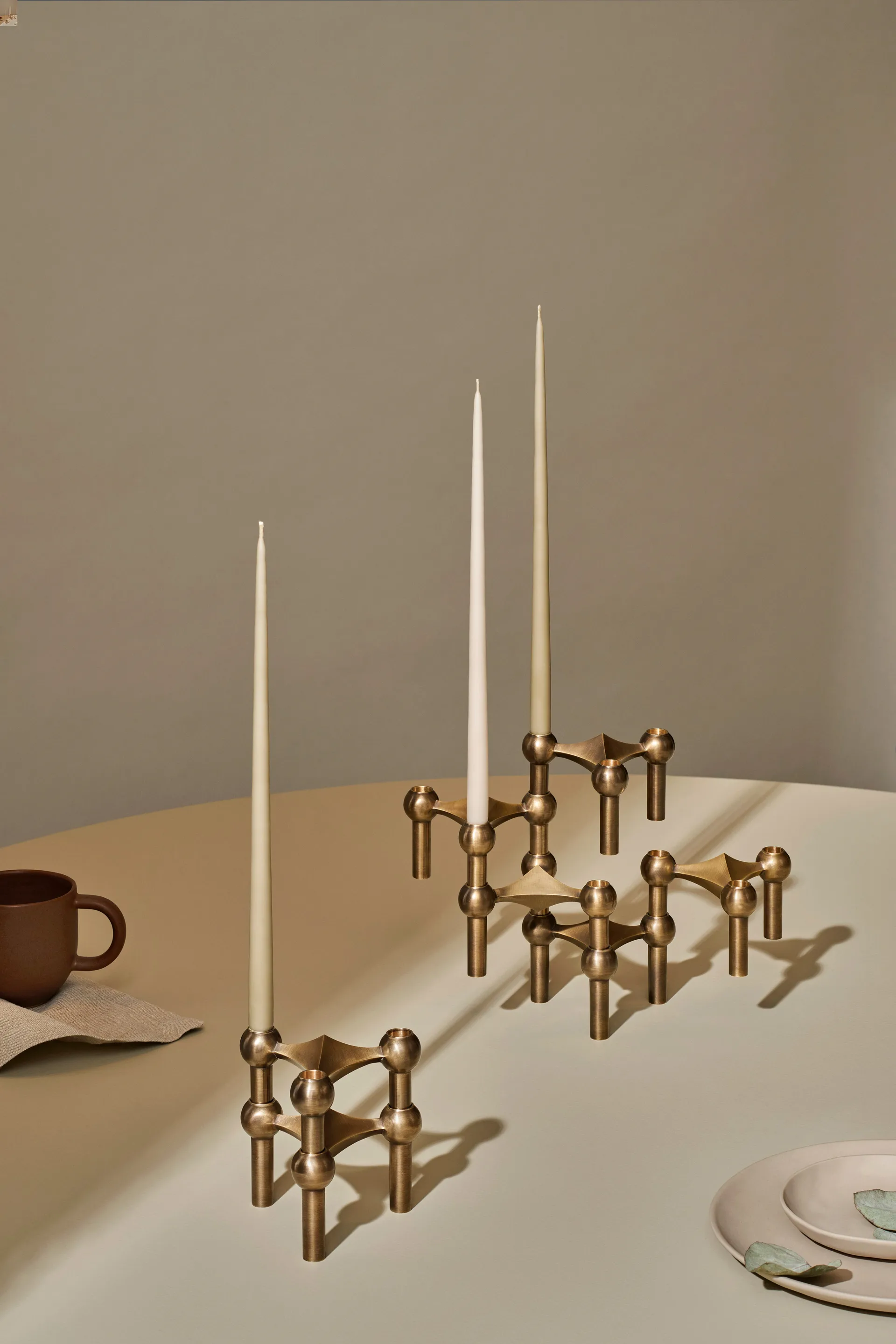 STOFF Nagel candle sticks 3-pack, Bronzed brass STOFF Nagel