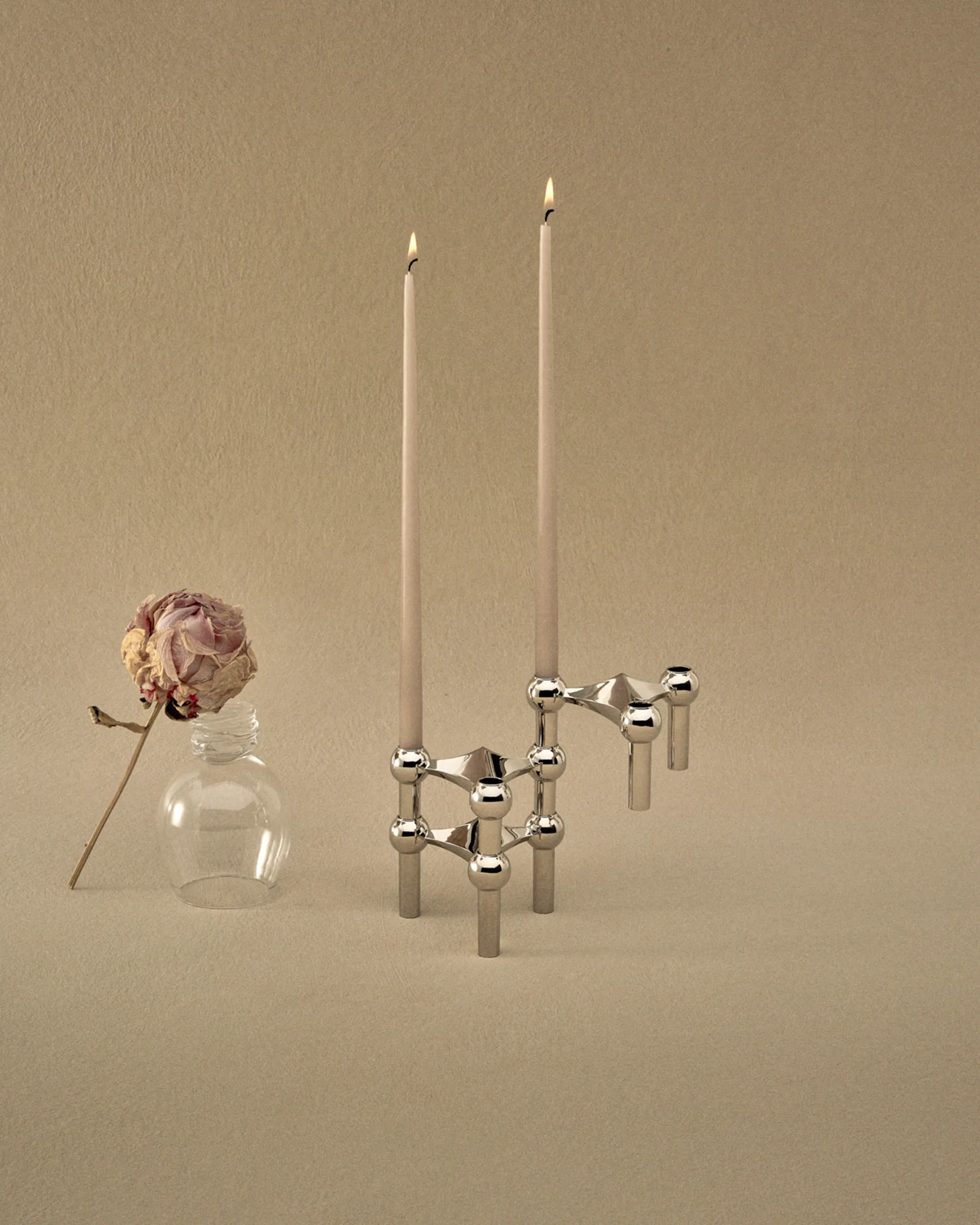 STOFF Nagel candle sticks 3-pack, chromium STOFF Nagel