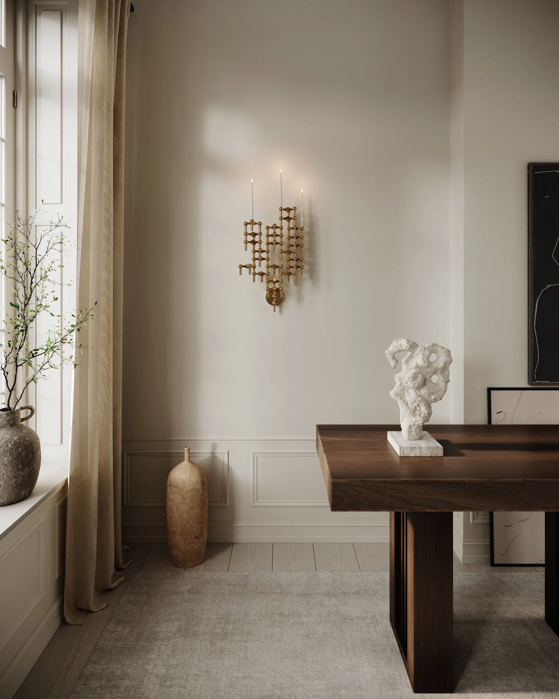 STOFF Nagel candle sticks wall, Brass STOFF Nagel