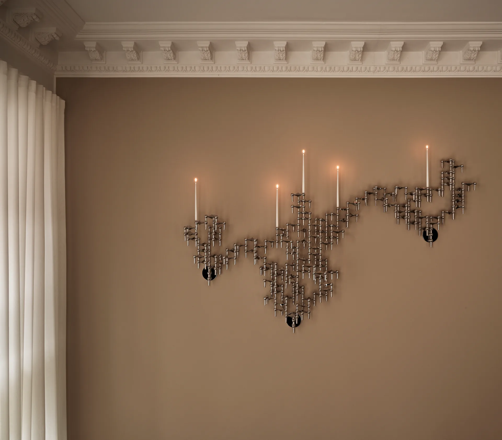 STOFF Nagel candle sticks wall, Chrome STOFF Nagel