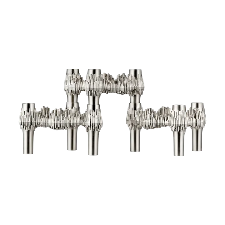 STOFF Nagel Quist candlestick 3-pack - Brushed chrome - STOFF Nagel