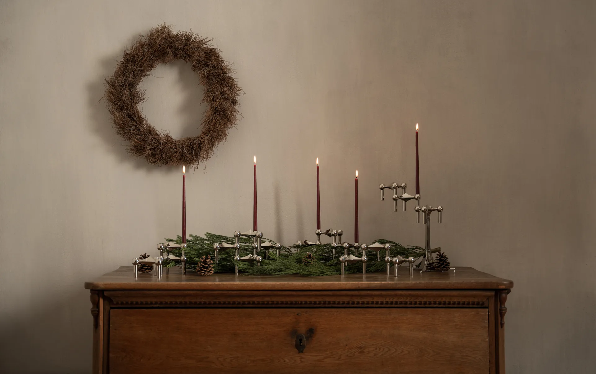 STOFF Nagel tapered candle by ester & erik 6-pack, Burgundy red STOFF Nagel