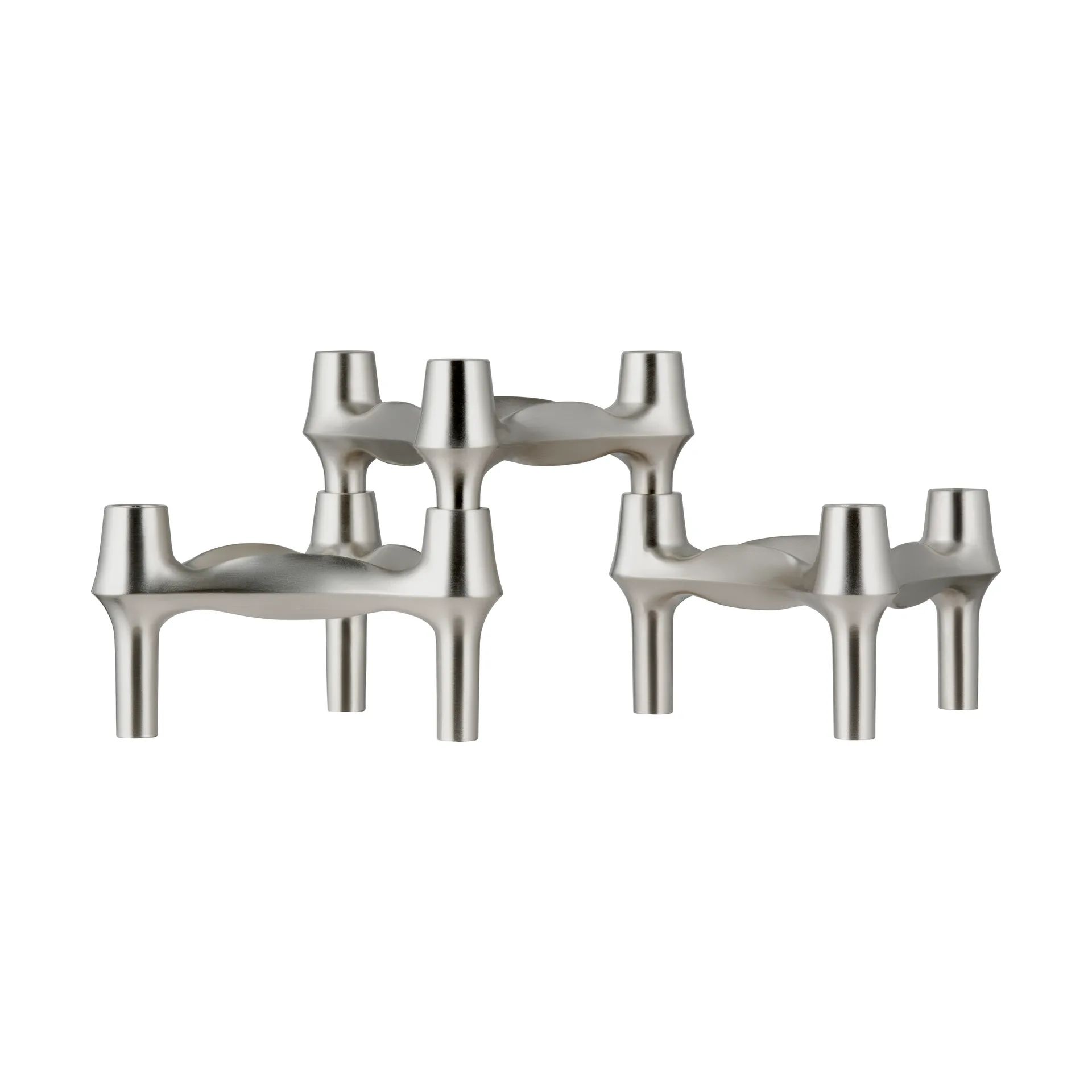 STOFF BMF candle holder 3-pack, Brushed chrome STOFF