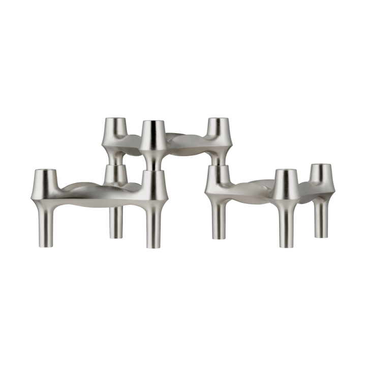 STOFF BMF candle holder 3-pack - Brushed chrome - STOFF