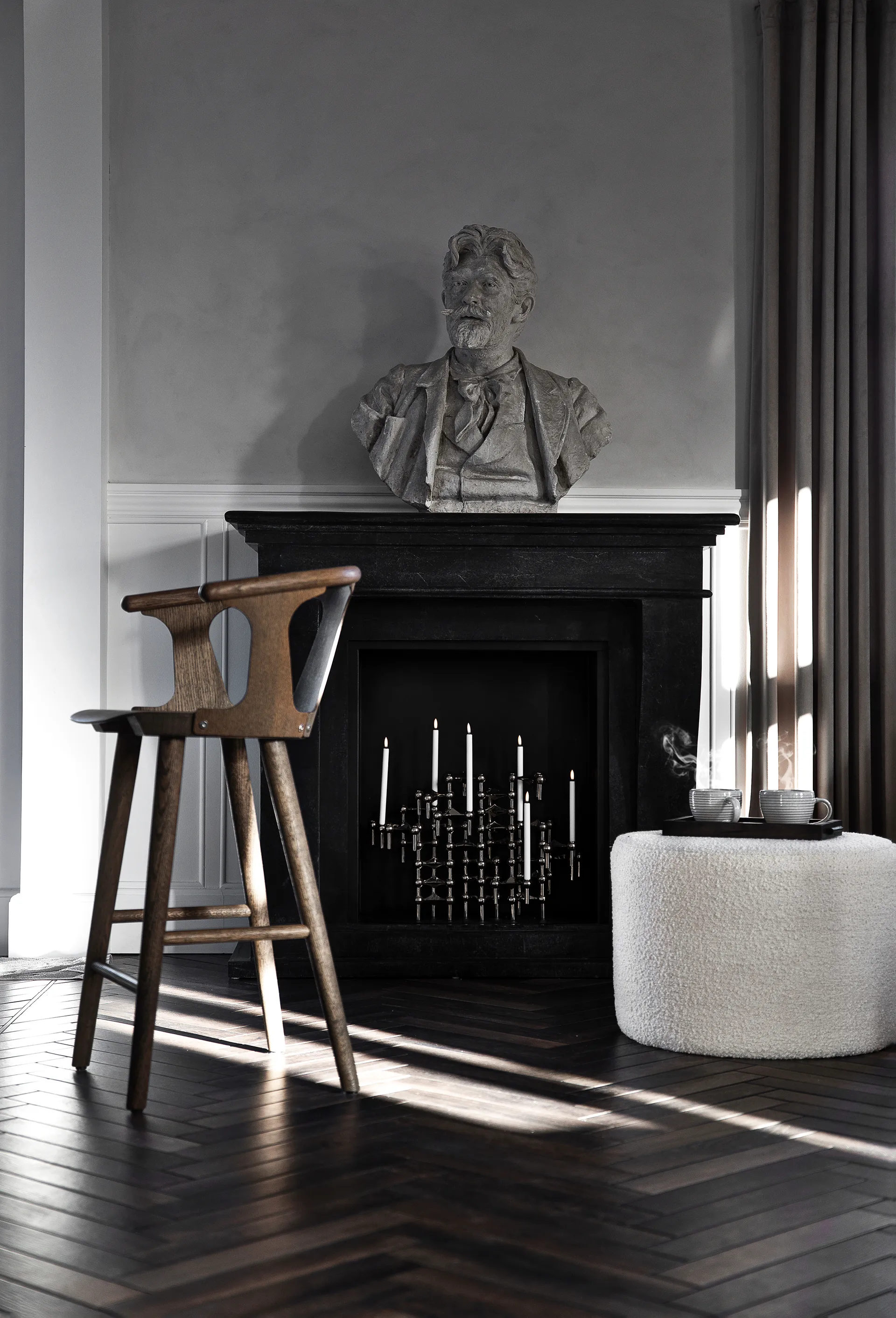 STOFF Nagel candle sticks 3-pack, Black chrome STOFF