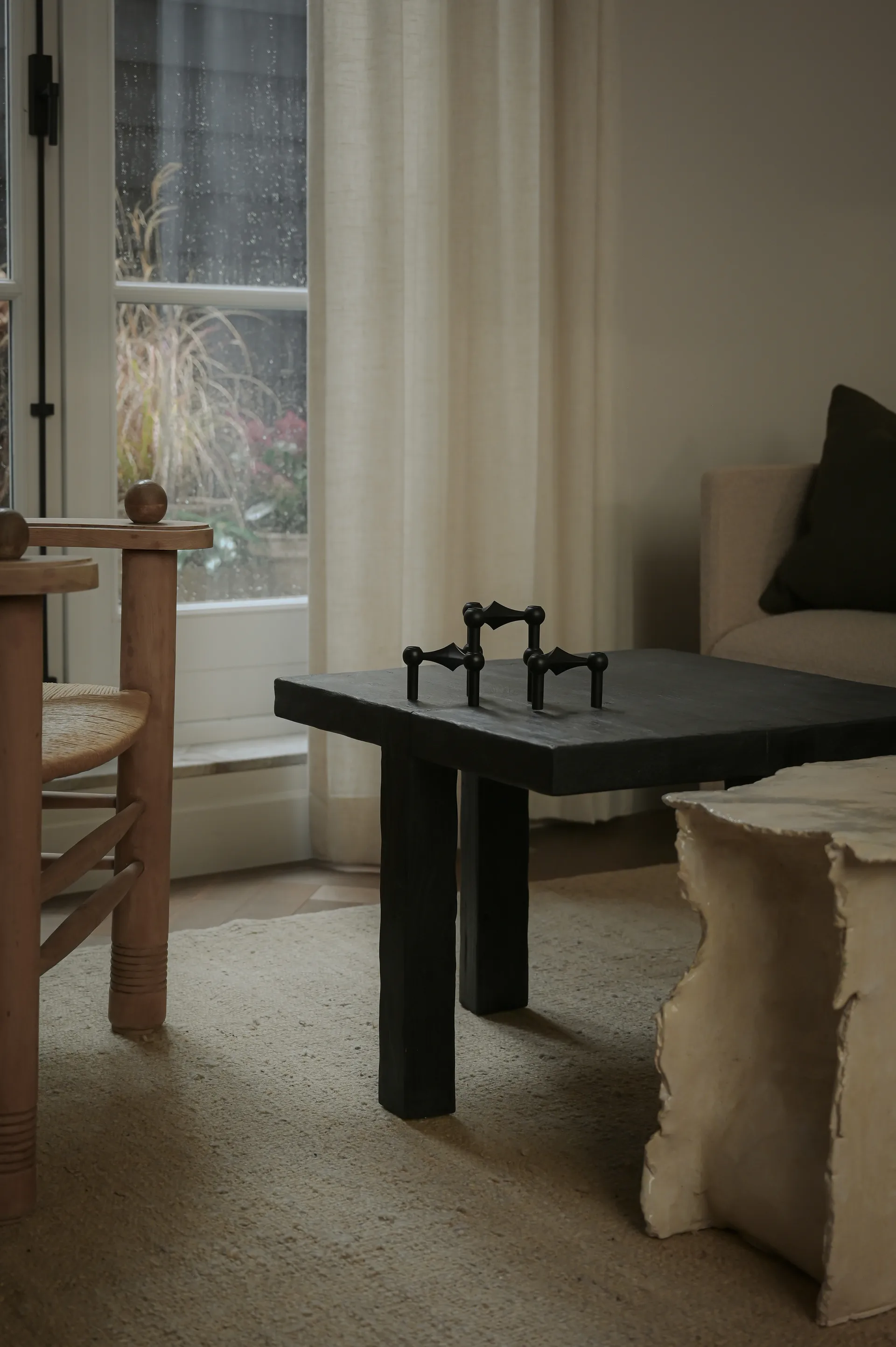 STOFF Nagel candle sticks 3-pack, black STOFF