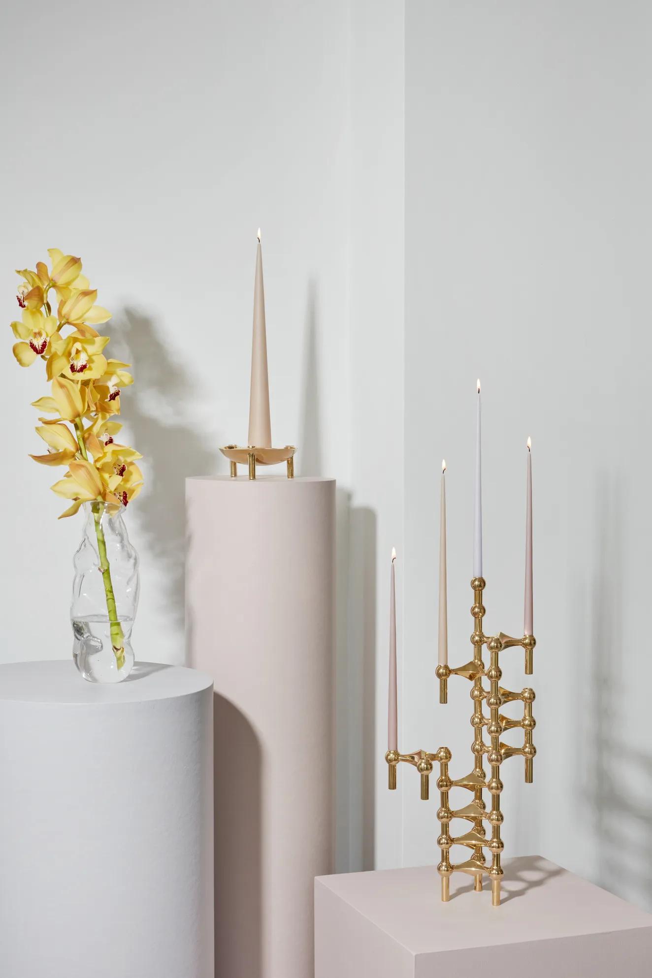 STOFF Nagel candle sticks 3-pack, brass STOFF