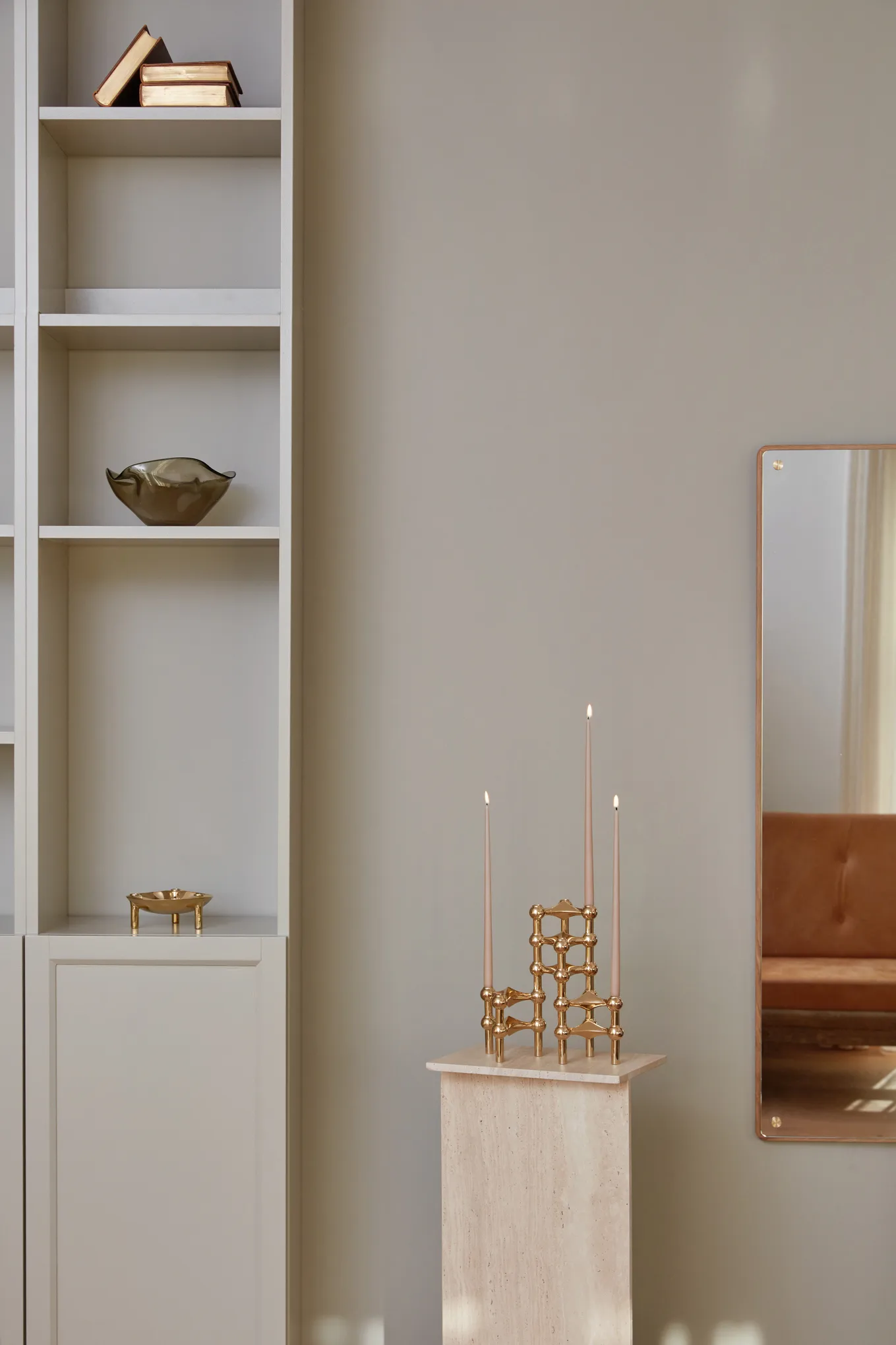 STOFF Nagel candle sticks 3-pack, brass STOFF