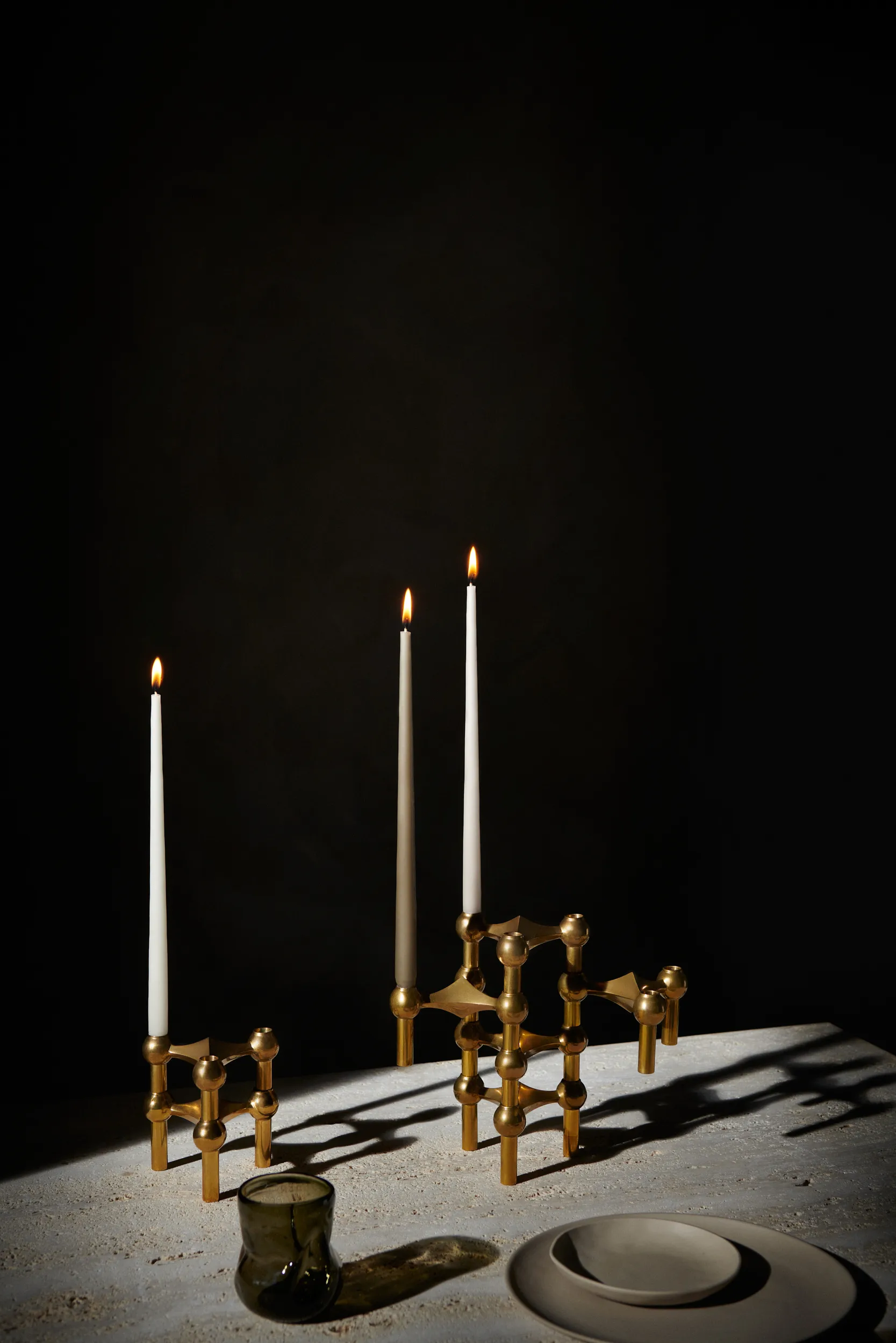 STOFF Nagel candle sticks 3-pack, brass STOFF