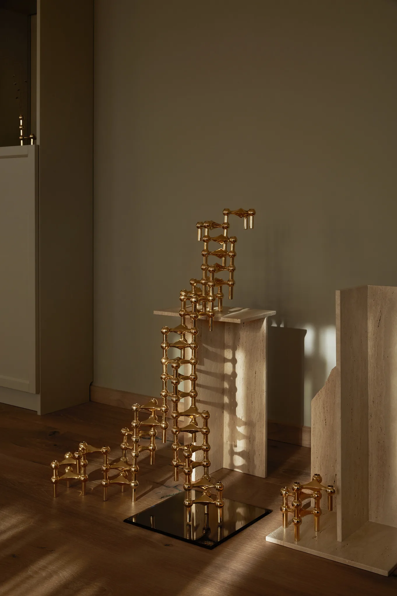 STOFF Nagel candle sticks 3-pack, brass STOFF