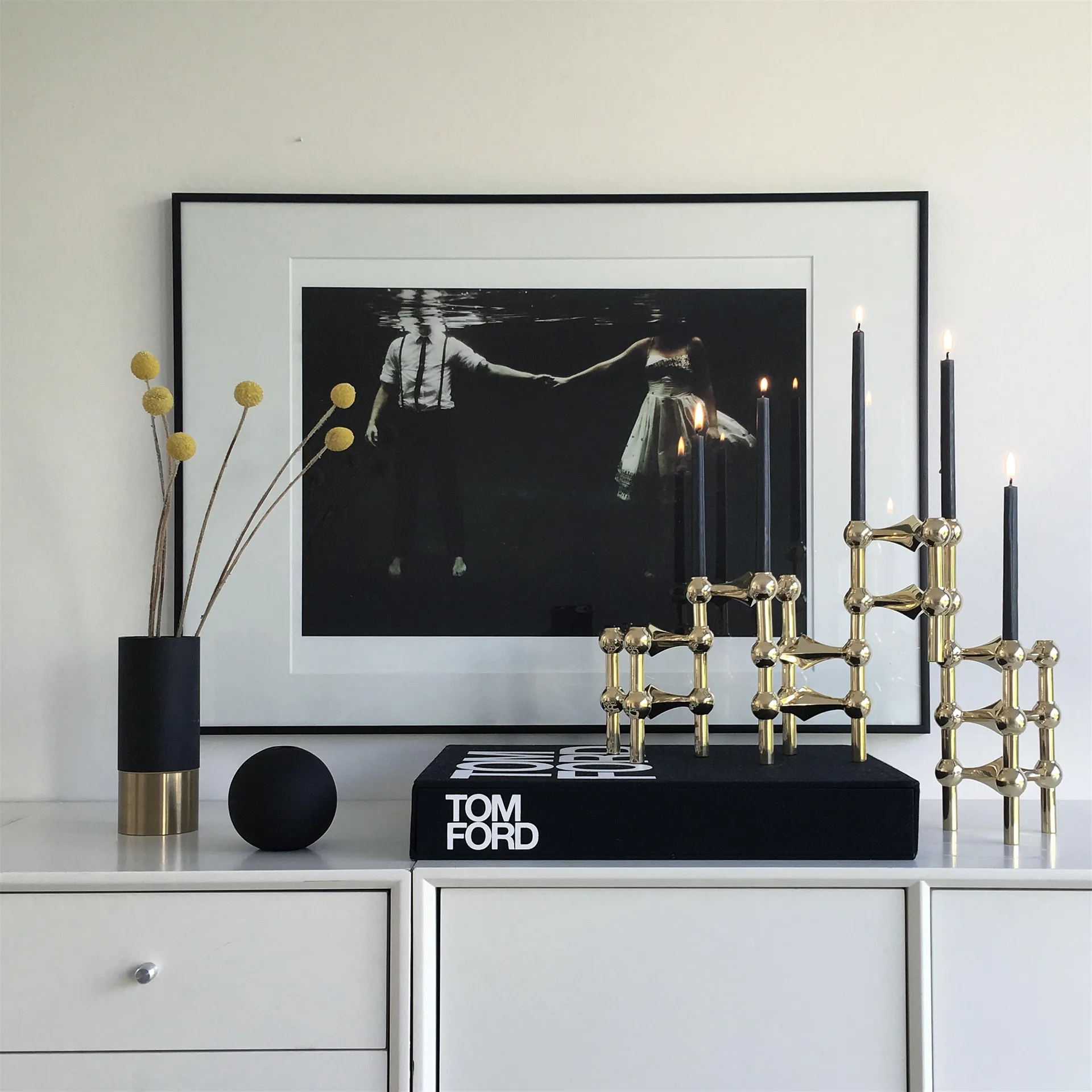 STOFF Nagel candle sticks 3-pack, brass STOFF
