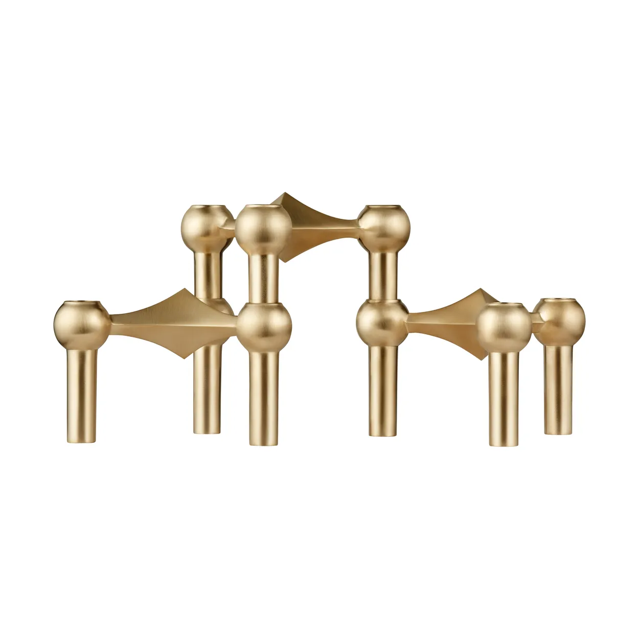 STOFF Nagel candle sticks 3-pack Brushed brass | Scandinavian Design | Candle holders | Gold-coloured
