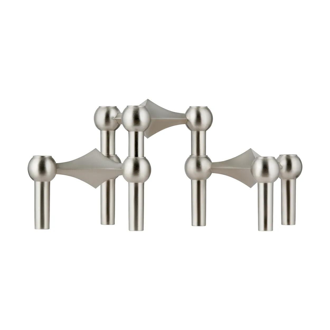 STOFF Nagel candle sticks 3-pack Brushed chrome | Scandinavian Design | Candle holders | Silver-coloured