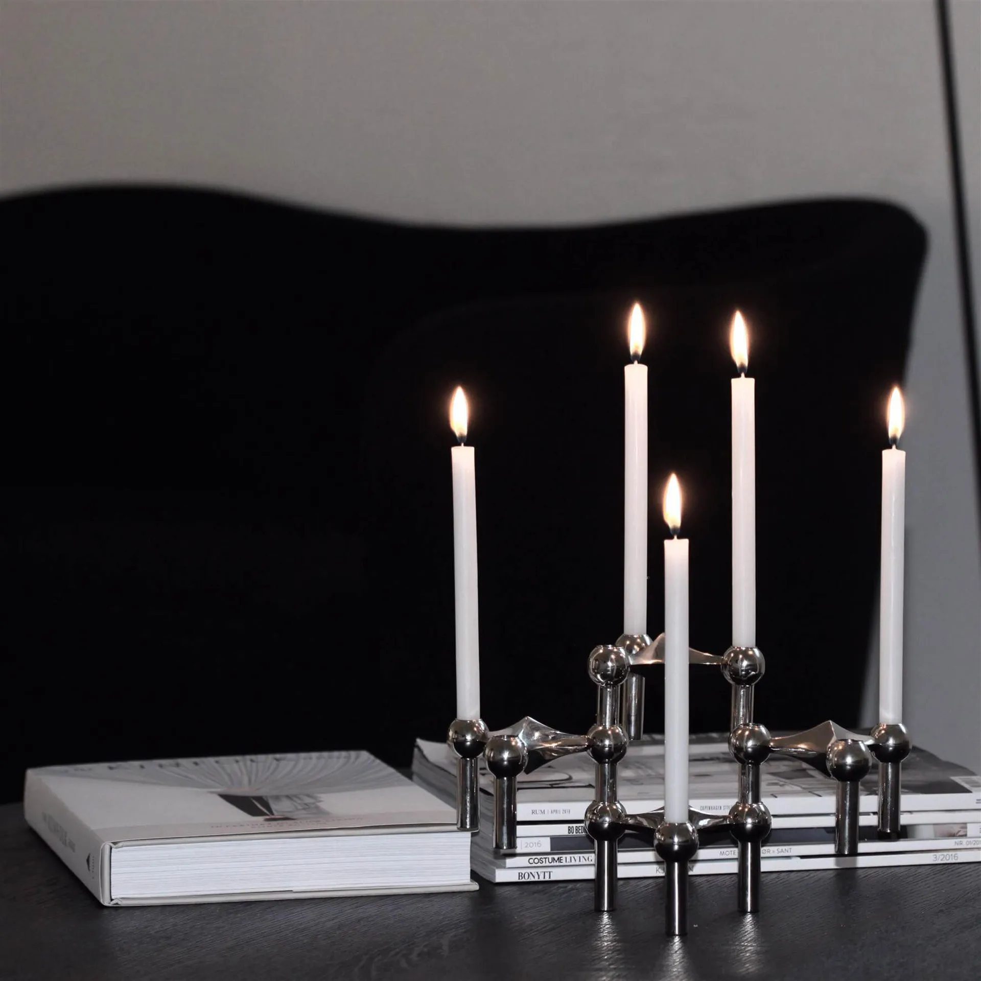 STOFF Nagel candle sticks 3-pack, chromium STOFF