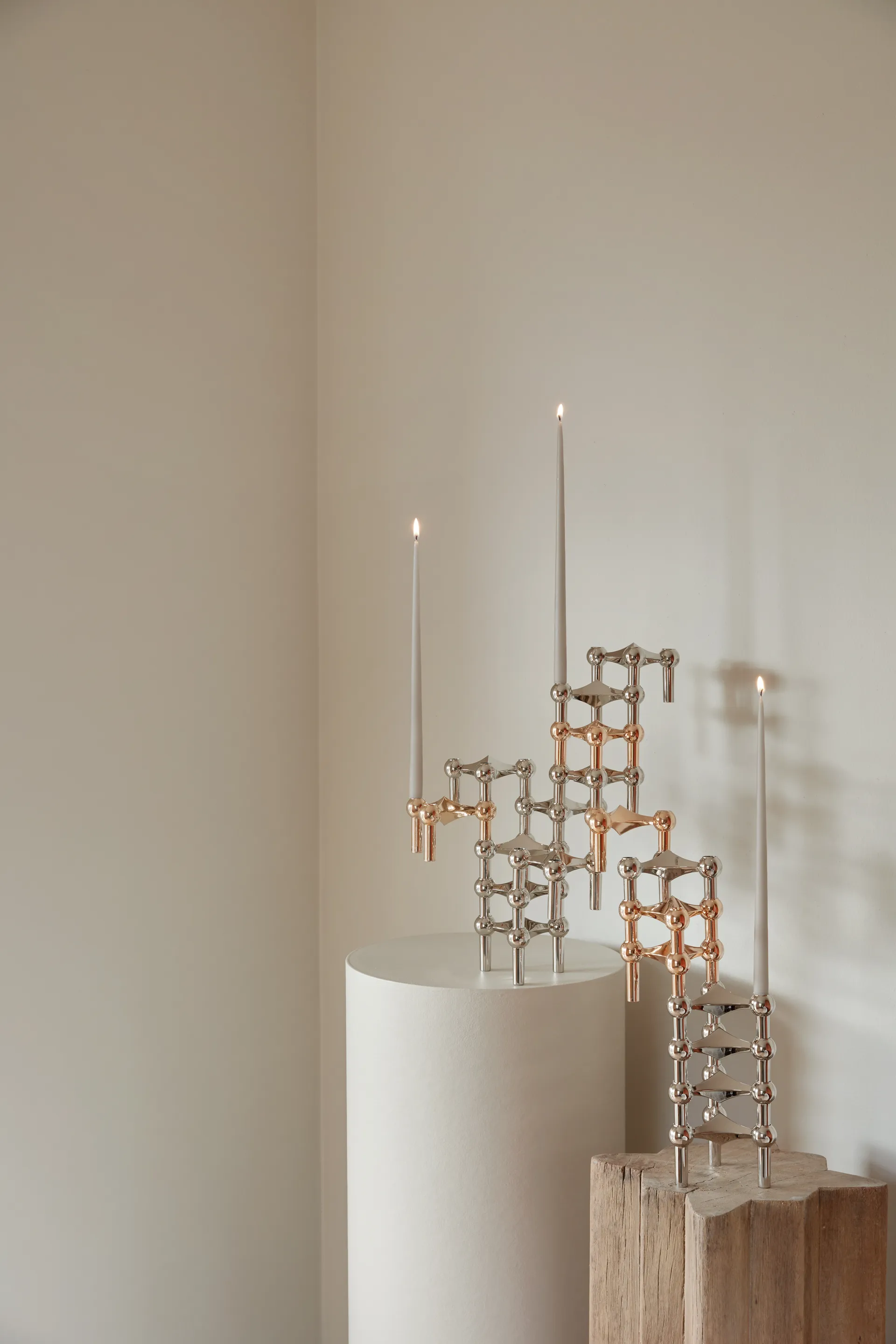 STOFF Nagel candle sticks 3-pack, Rosé gold STOFF