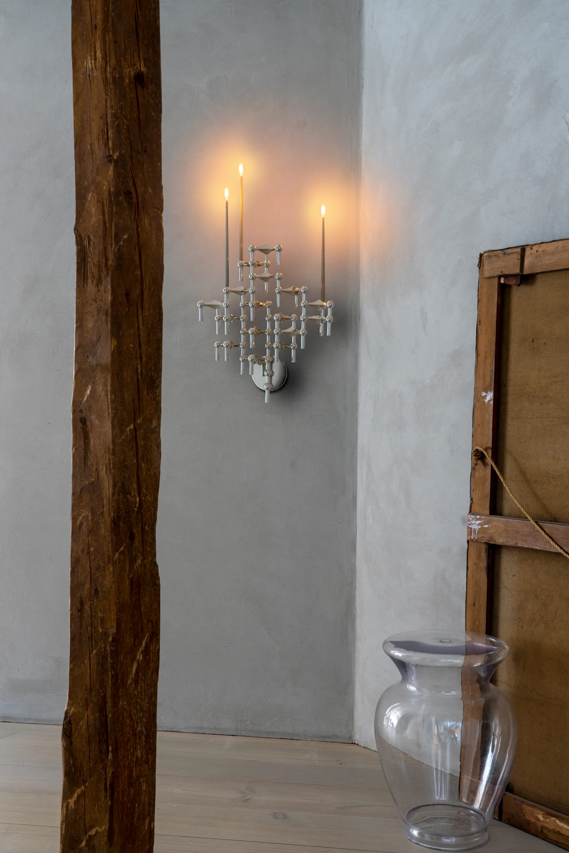 STOFF Nagel candle sticks wall, Chrome STOFF