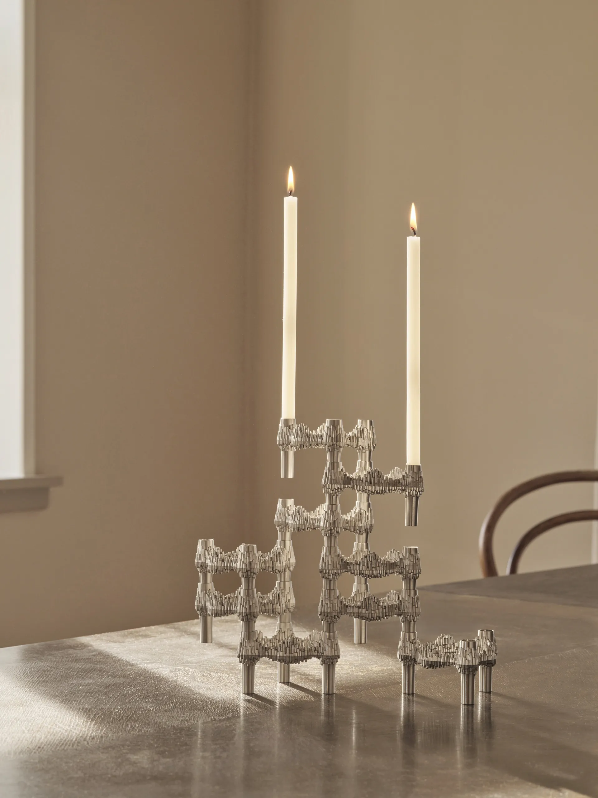 STOFF Quist candle holder, Brushed chrome STOFF