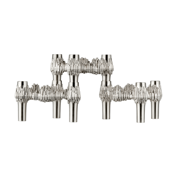 STOFF Quist candlestick 3-pack - Brushed chrome - STOFF