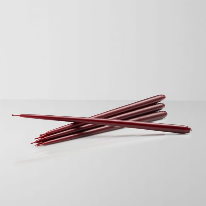 STOFF tapered candle by ester & erik 6-pack, Burgundy red STOFF