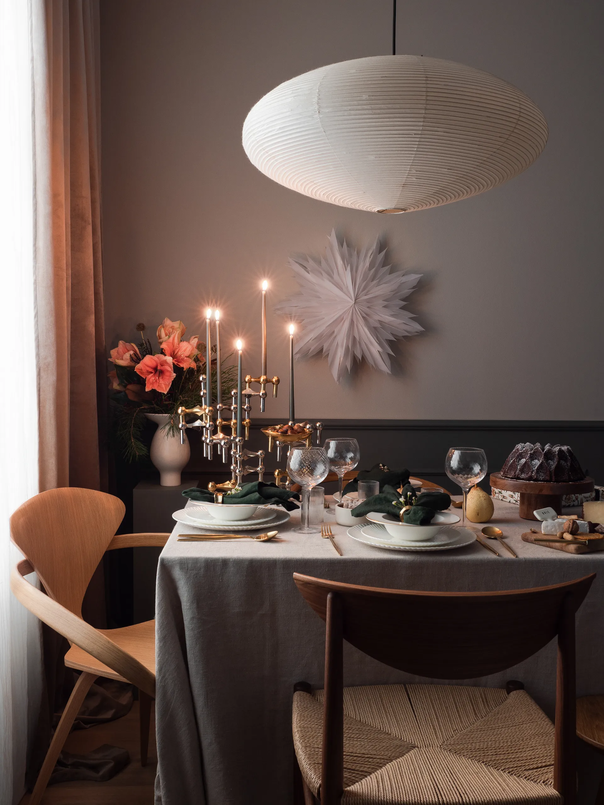 STOFF tapered candle by ester & erik 6-pack, Dusty green STOFF