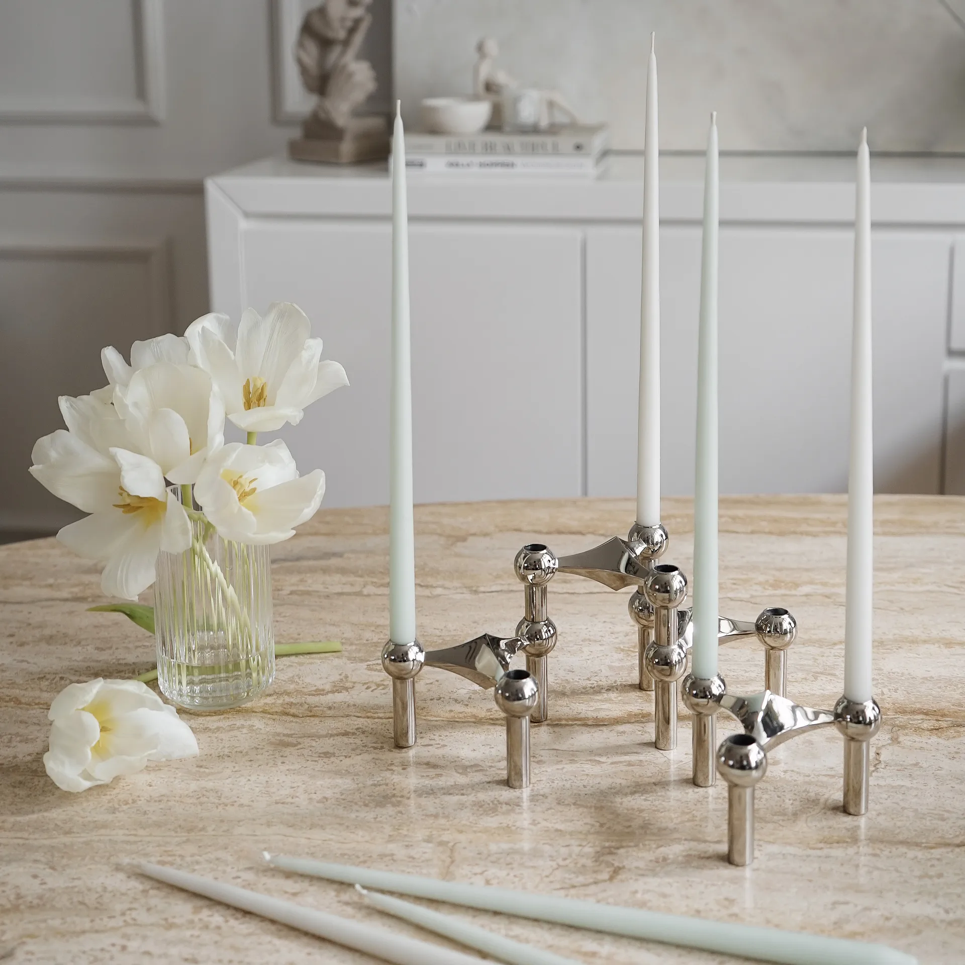 STOFF tapered candle by ester & erik 6-pack, Dusty mint STOFF