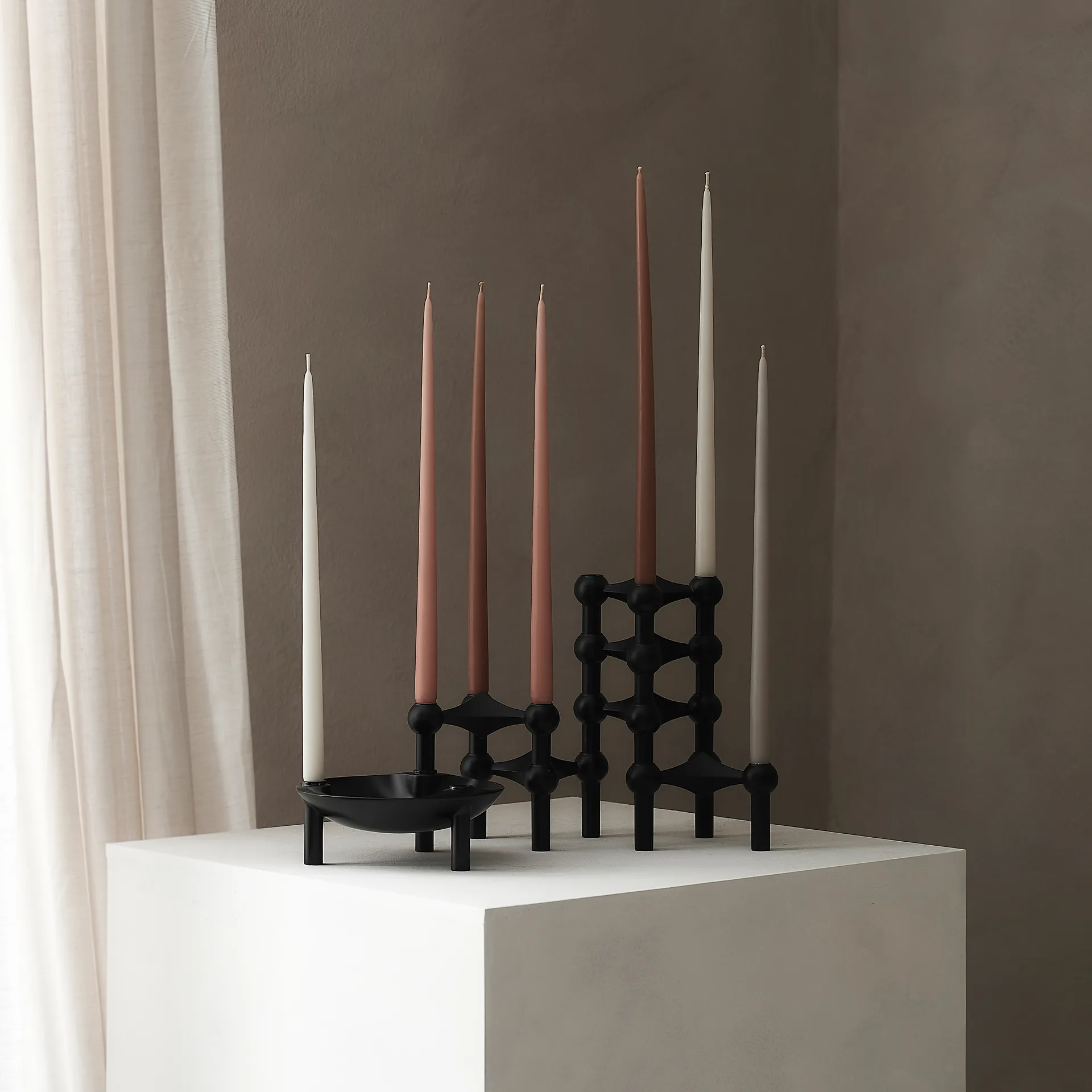 STOFF tapered candle by ester & erik 6-pack, Powder rose STOFF