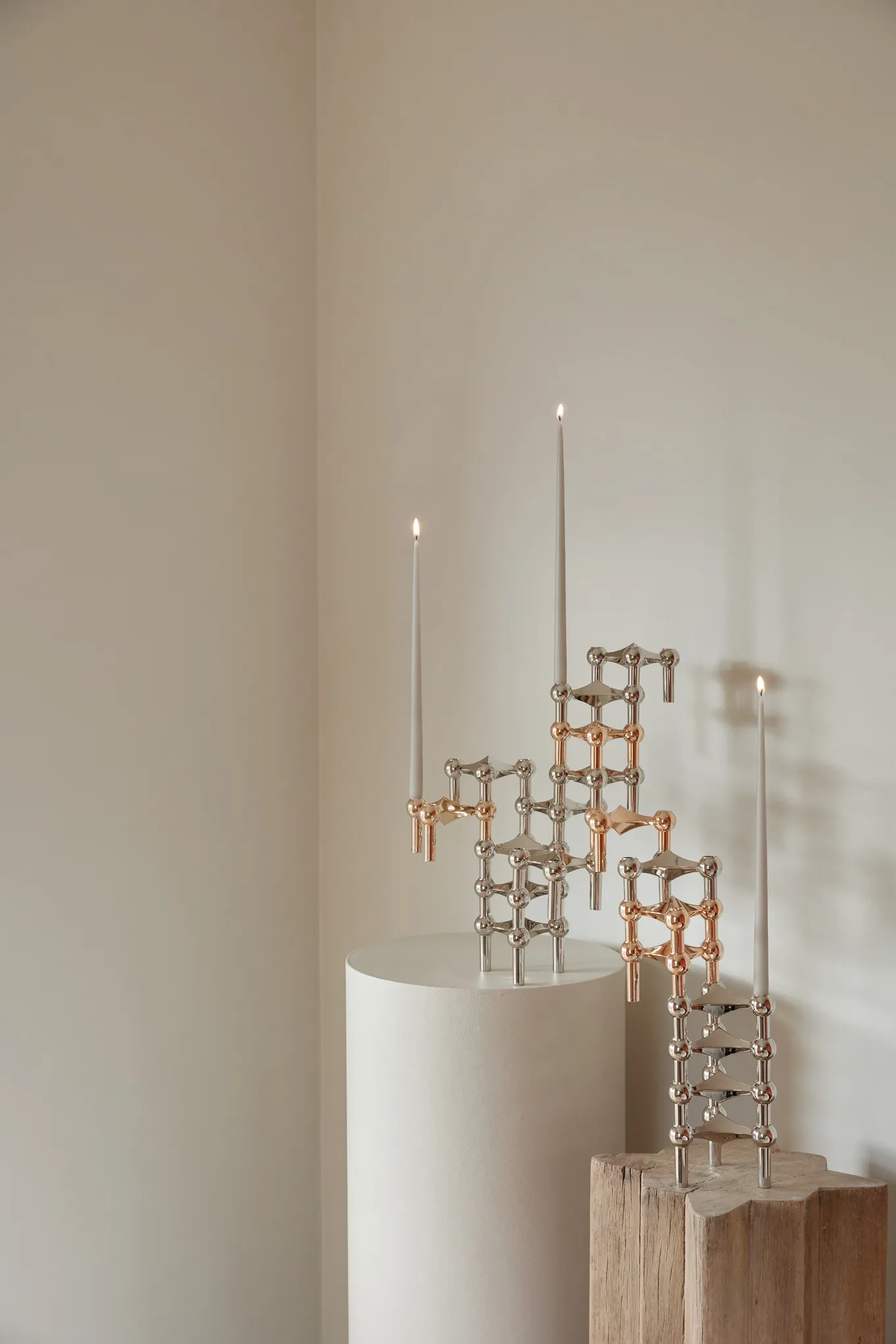 STOFF tapered candle by ester & erik 6-pack, sand STOFF
