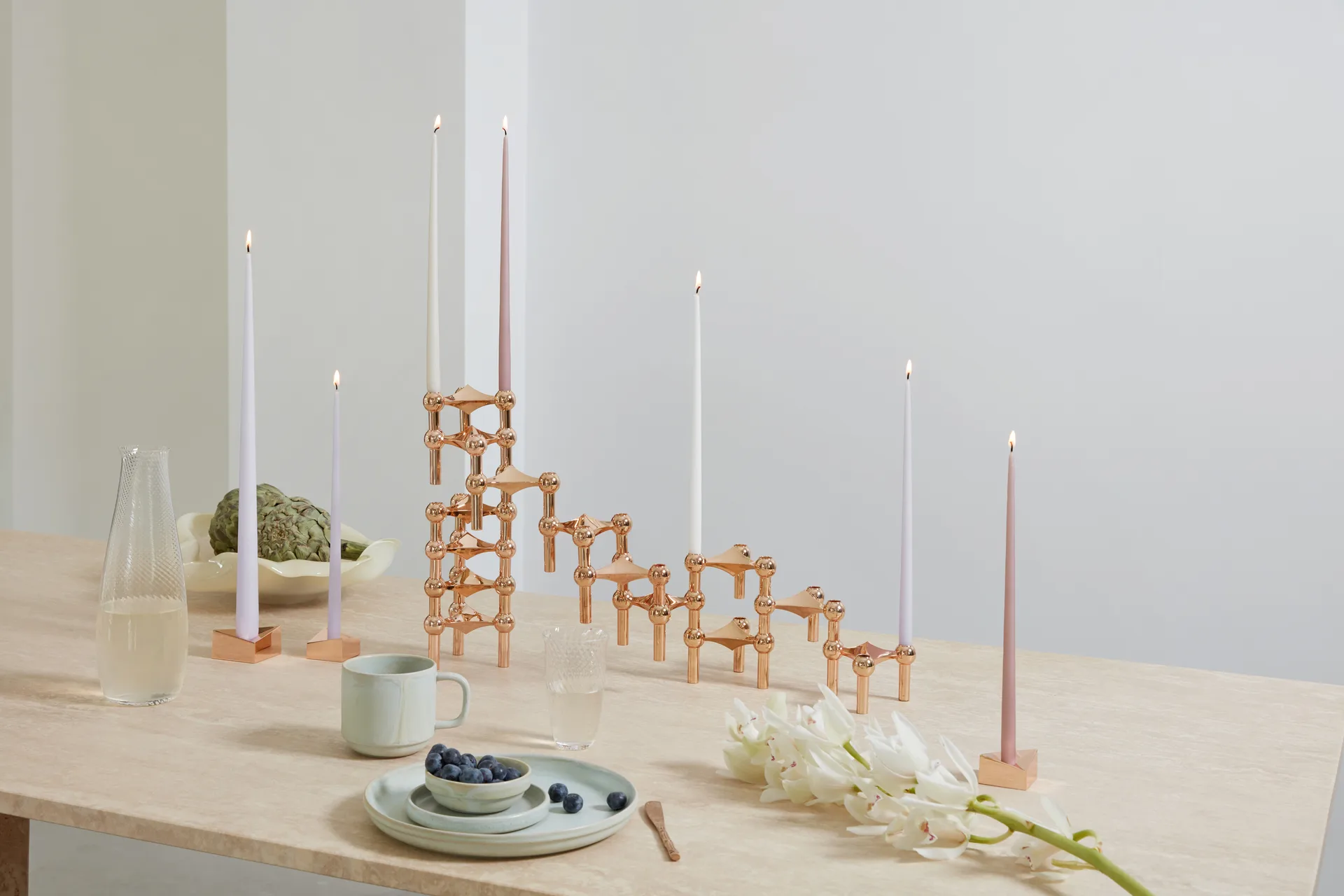 STOFF tapered candle by ester & erik 6-pack, Soft rose STOFF