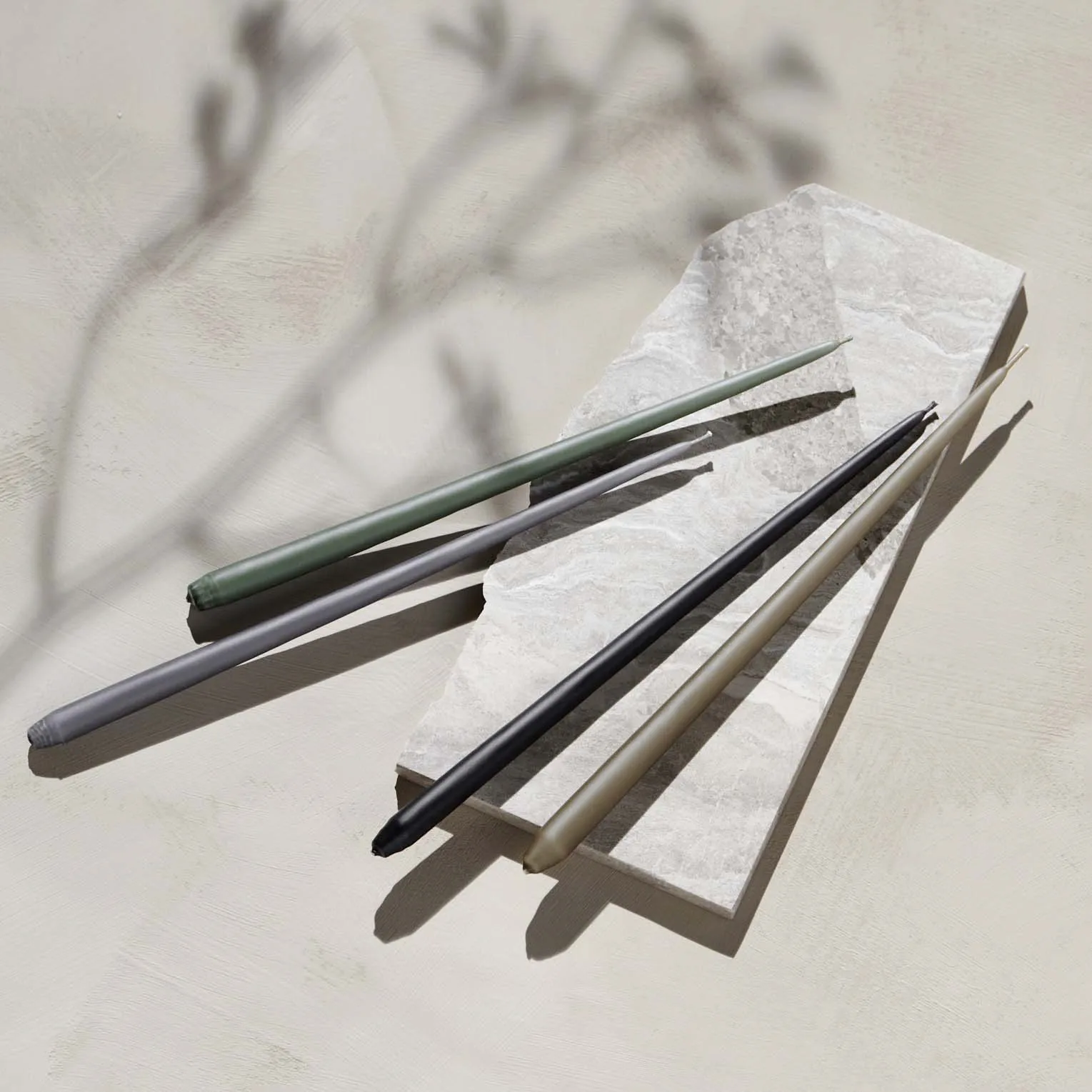 STOFF tapered candle by ester & erik 6-pack, Taupe STOFF