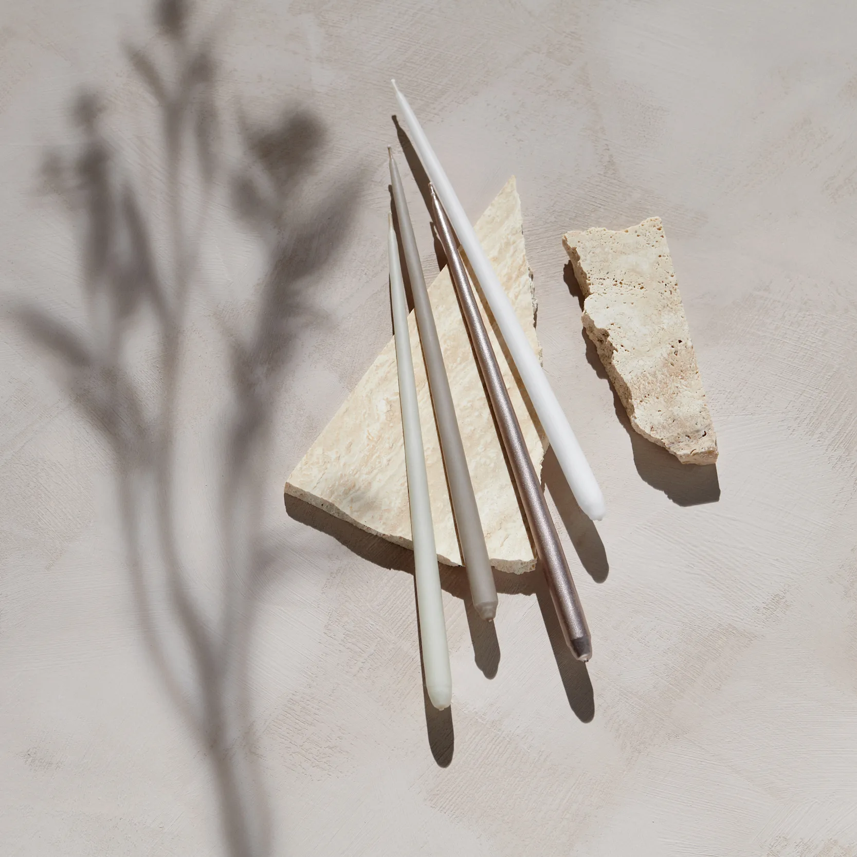 STOFF tapered candle by ester & erik 6-pack, White STOFF