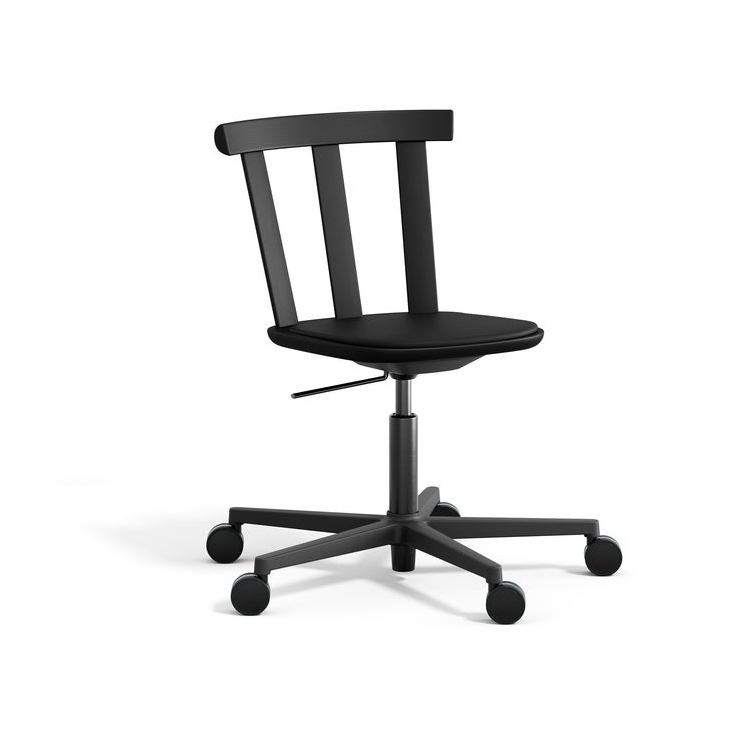 Stolab Alt chair swivel base upholstered seat birch Elmotique 99001-matte black 99