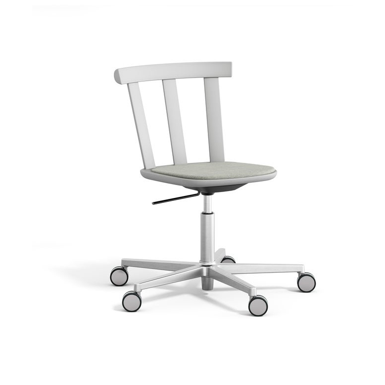 Stolab Alt chair swivel base upholstered seat birch Hallingdal 65-110 light grey-light grey 51