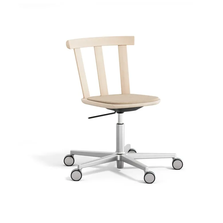 Stolab Alt chair swivel base upholstered seat birch Hallingdal 65-200 beige-light matte lacquer